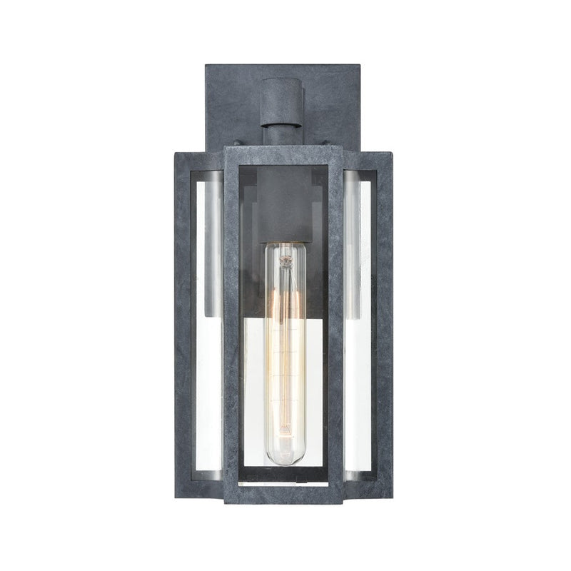 Atlas Lighting Bianca 13in 1-Light Outdoor Sconce | Transitional Aged Zinc and Clear Glass | Porch & Entryway | 6 x 7 x 13 in | Model OL11072-GY