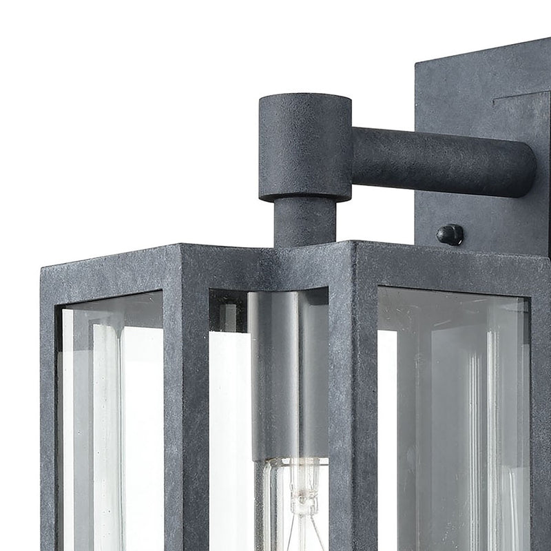 Atlas Lighting Bianca 13in 1-Light Outdoor Sconce | Transitional Aged Zinc and Clear Glass | Porch & Entryway | 6 x 7 x 13 in | Model OL11072-GY