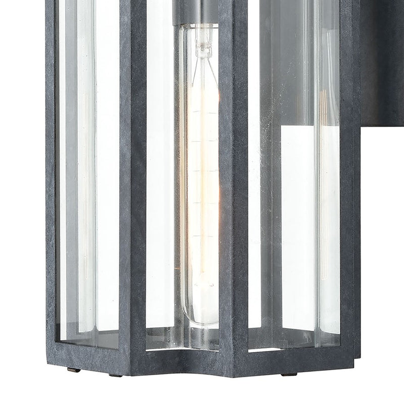 Atlas Lighting Bianca 13in 1-Light Outdoor Sconce | Transitional Aged Zinc and Clear Glass | Porch & Entryway | 6 x 7 x 13 in | Model OL11072-GY