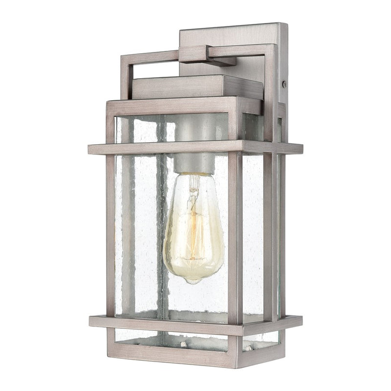 Atlas Lighting Breckenridge 14in 1-Light Outdoor Sconce | Transitional Weathered Zinc and Clear Seeded Glass | Porch & Entryway | Model OL11078-SV