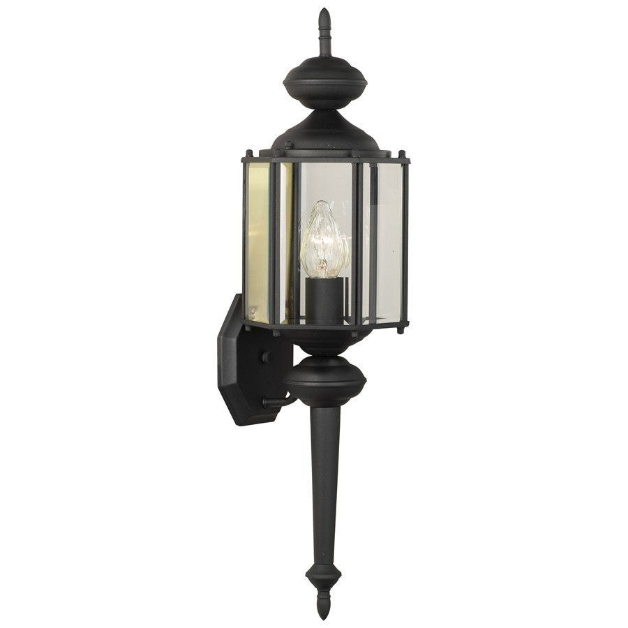 Atlas Lighting Brentwood 25.75''H 1Lt Outdoor Sconce, Black/Clear - OL11080-BK