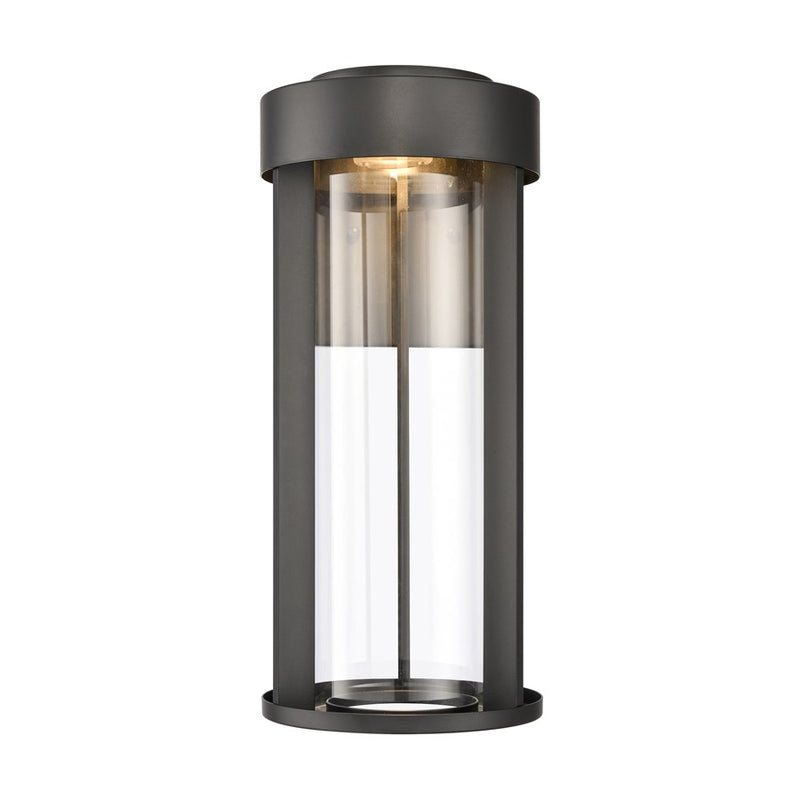 Atlas Lighting Brillis 16in 1-Light Outdoor Sconce | Modern Matte Black and Clear Glass | Covered Porch & Entryway | 7 x 8 x 16 in | Model OL11081-BK
