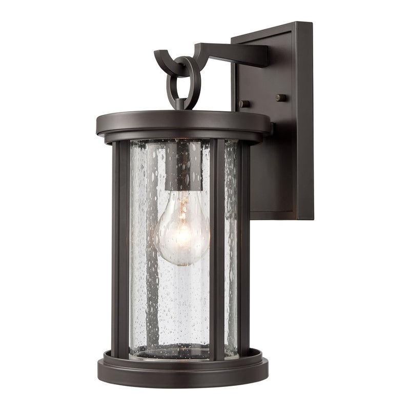 Atlas Lighting Brison 14in 1-Light Outdoor Sconce | Transitional Oil Rubbed Bronze and Clear Seeded Glass | Entryway & Covered | Model OL11082-BZ