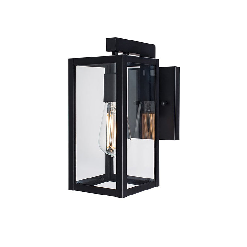 Atlas Lighting Capture 11in 1-Light Outdoor Sconce | Transitional Matte Black and Clear Glass | Entryway & Covered Patio | Model OL11087-BK