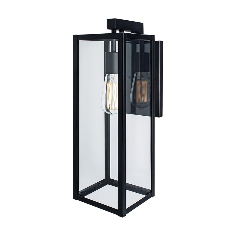 Atlas Lighting Capture 17in 1-Light Outdoor Sconce | Transitional Matte Black and Clear Glass | Entryway & Porch | Model OL11088-BK