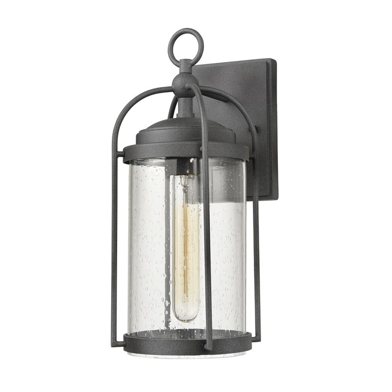 Atlas Lighting Catalonia 13.5in 1-Light Outdoor Sconce | Traditional Distressed Zinc and Clear Seeded Glass | Entryway & Porch | Model OL11091-GY