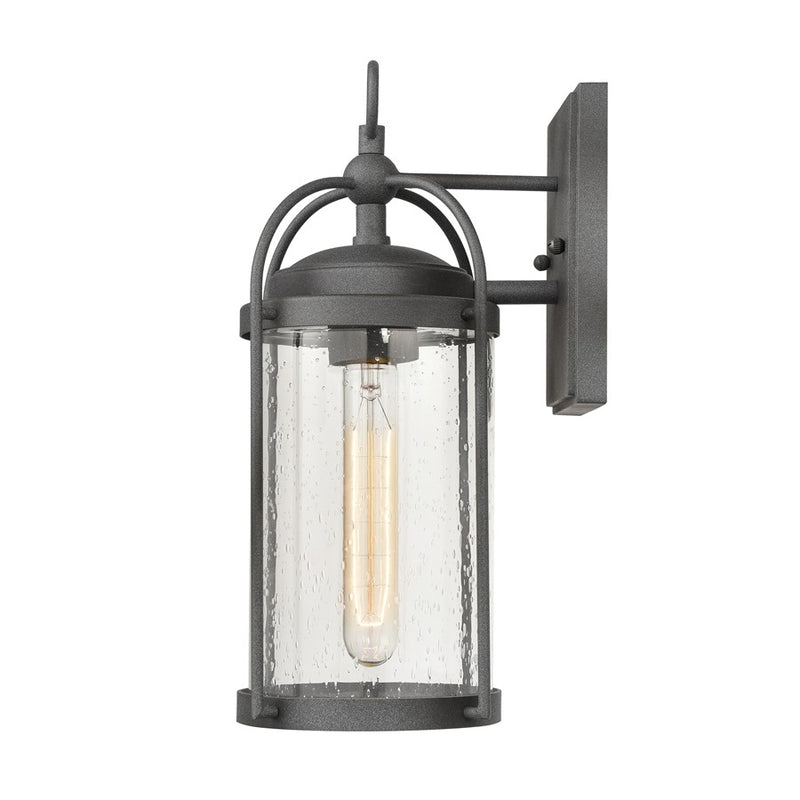 Atlas Lighting Catalonia 13.5in 1-Light Outdoor Sconce | Traditional Distressed Zinc and Clear Seeded Glass | Entryway & Porch | Model OL11091-GY
