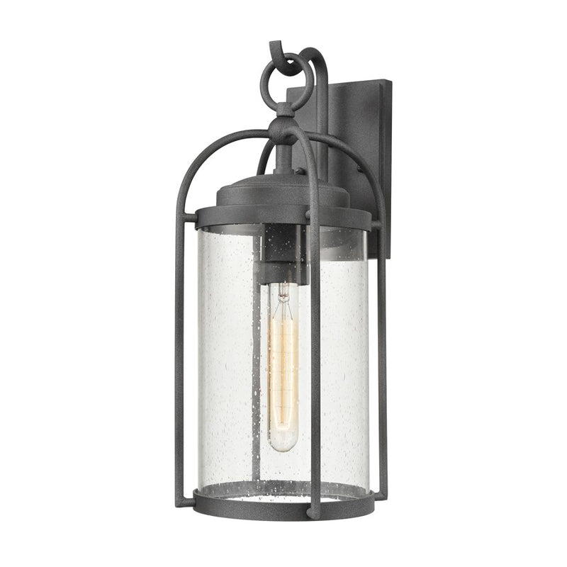Atlas Lighting Catalonia 17.5in 1-Light Outdoor Sconce | Traditional Distressed Zinc and Clear Seeded Glass | Entryway & Porch | Model OL11092-GY