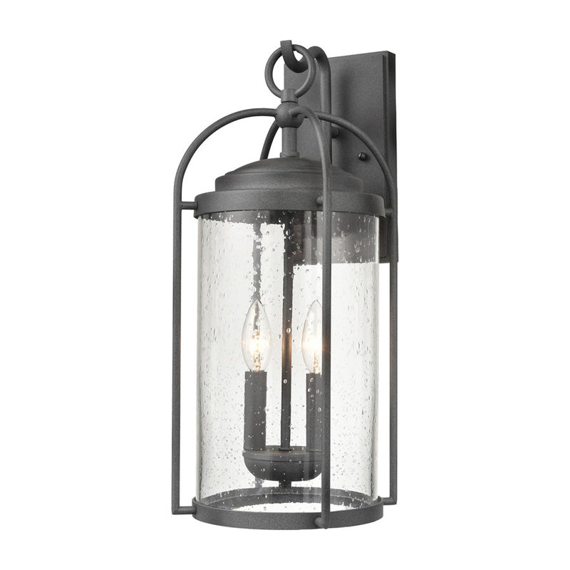 Atlas Lighting Catalonia 19'' High 2Lt Outdoor Sconce, Zinc/Clear