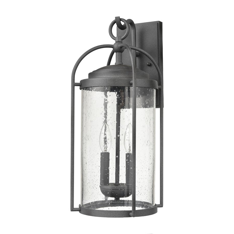 Atlas Lighting Catalonia 19in 2-Light Outdoor Sconce | Traditional Distressed Zinc and Clear Seeded Glass | Porch & Garage | Model OL11093-GY