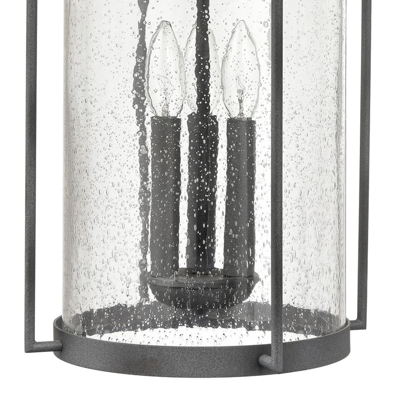 Atlas Lighting Catalonia 24in 3-Light Outdoor Sconce | Traditional Distressed Zinc and Clear Seeded Glass | Porch & Garage | Model OL11094-GY
