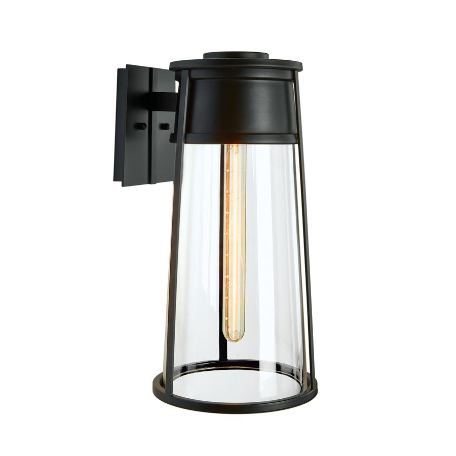 Atlas Lighting Cone 12.75'' High 1Lt Outdoor Sconce, Black/Clear