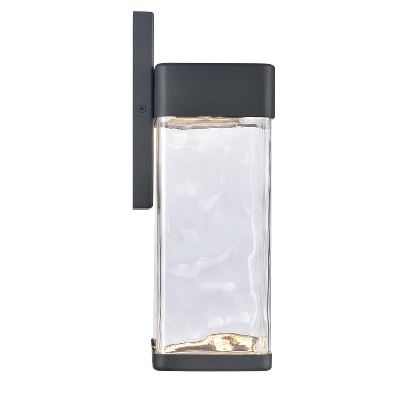 Atlas Lighting Cornice 13.5in 1-Light LED Outdoor Sconce | Transitional Charcoal Black and Clear Glass | Entryway & Covered Patio | Model OL11099-BK