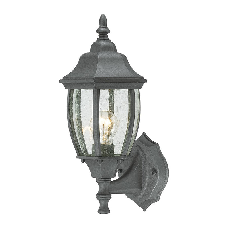 Atlas Lighting Covington 14in 1-Light Outdoor Sconce | Traditional Black and Clear Seeded Glass | Porch & Entryway | Model OL11105-BK