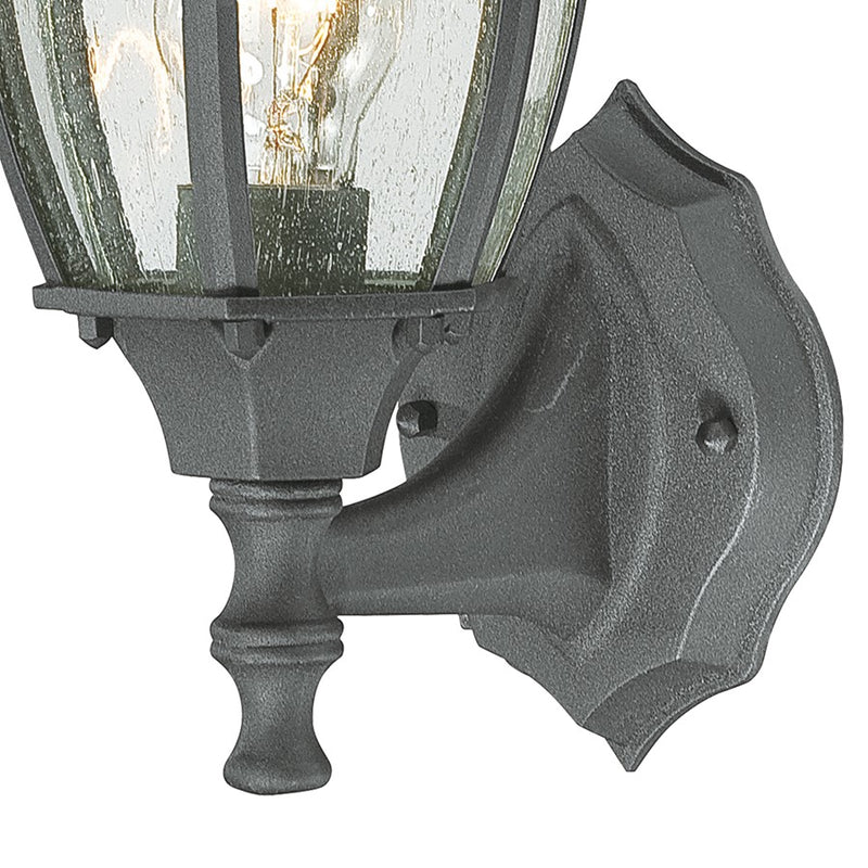 Atlas Lighting Covington 14in 1-Light Outdoor Sconce | Traditional Black and Clear Seeded Glass | Porch & Entryway | Model OL11105-BK