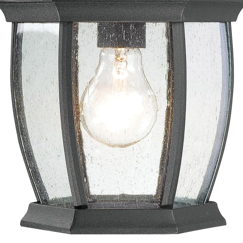 Atlas Lighting Covington 16in 1-Light Outdoor Sconce | Traditional Black and Clear Seeded Glass | Porch & Entryway | 8 x 9 x 16 in | Model OL11106-BK