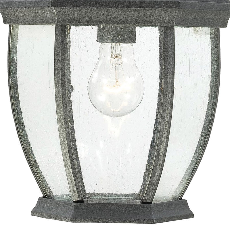 Atlas Lighting Covington 18in 1-Light Outdoor Sconce | Traditional Black and Clear Seeded Glass | Porch & Entryway | Model OL11107-BK