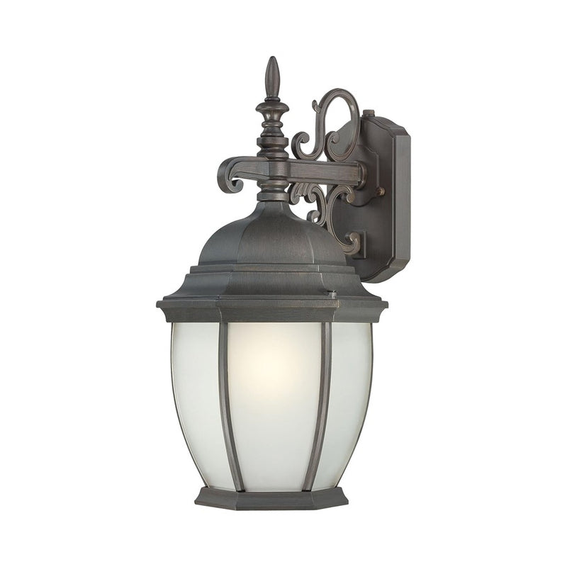 Atlas Lighting Covington 18in 1-Light Outdoor Wall Lantern | Traditional Painted Bronze and White Frosted Glass | Porch & Entryway | Model OL11108-BZ