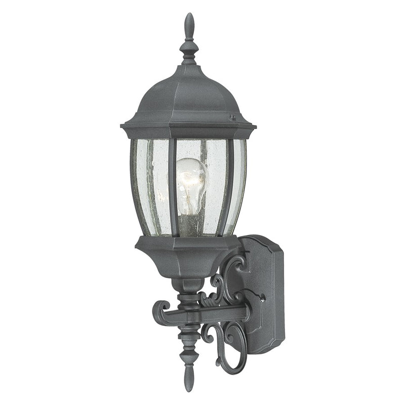 Atlas Lighting Covington 21.5in 1-Light Outdoor Sconce | Traditional Black and Clear Seeded Glass | Porch & Entryway | Model OL11109-BK