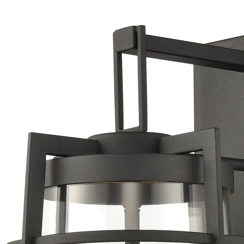 Atlas Lighting Crofton 19in 2-Light Outdoor Sconce | Transitional Charcoal and Clear Glass | Porch & Entryway | 10 x 12 x 19 in | Model OL11110-BK