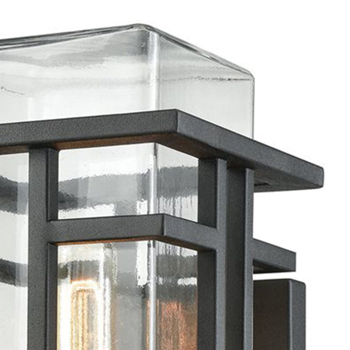 Atlas Lighting Croftwell 15'' High 1Lt Outdoor Sconce, Black/Clear