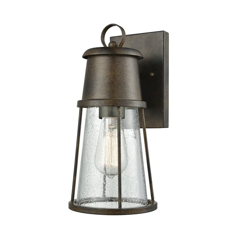 Atlas Lighting Crowley 13in 1-Light Outdoor Sconce | Transitional Hazelnut Bronze and Clear Seeded Glass | Entryway & Patio | Model OL11114-BZ