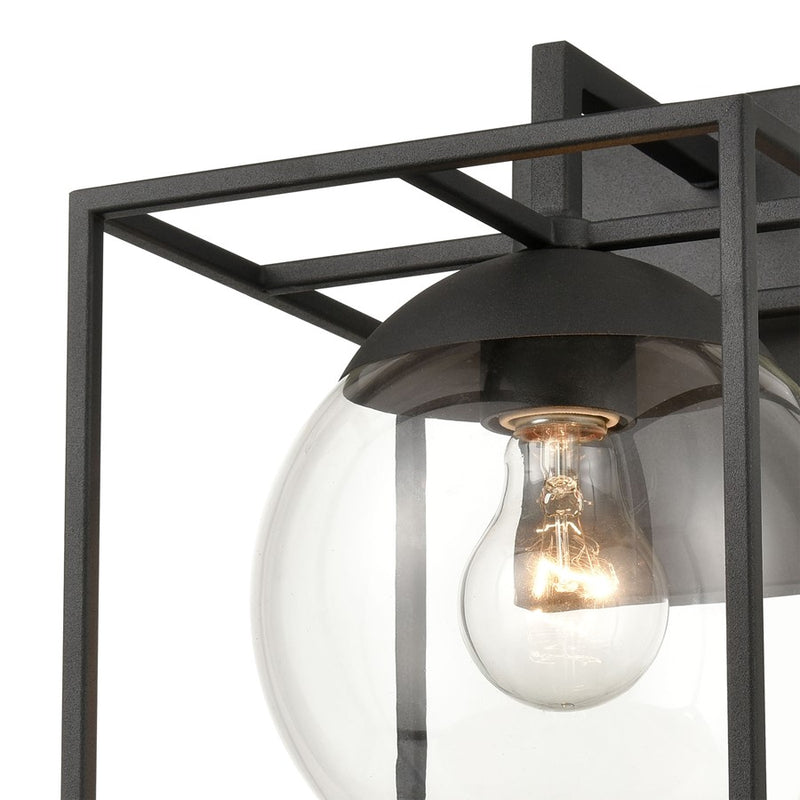 Atlas Lighting Cubed 11in 1-Light Outdoor Sconce | Modern Charcoal and Clear Glass | Entryway & Patio | 8 x 9 x 11 in | Model OL11115-BK