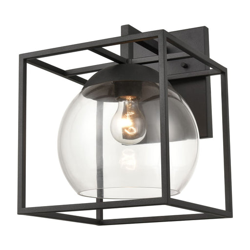 Atlas Lighting Cubed 13'' High 1Lt Outdoor Sconce, Charcoal/Clear