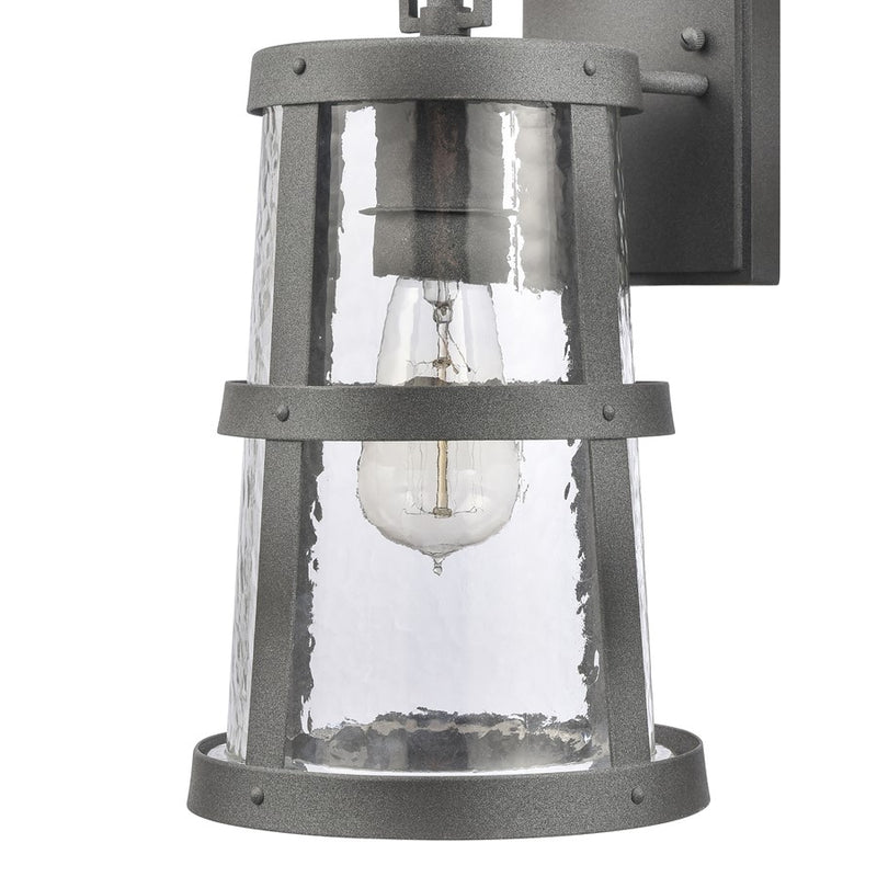 Atlas Lighting Dakota 14'' High 1Lt Outdoor Sconce, Zinc/Clear