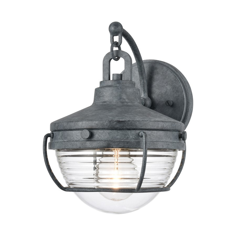 Atlas Lighting Eastport 10''H 1Lt Outdoor Sconce, Aged Zinc/Clear - OL11130-GY
