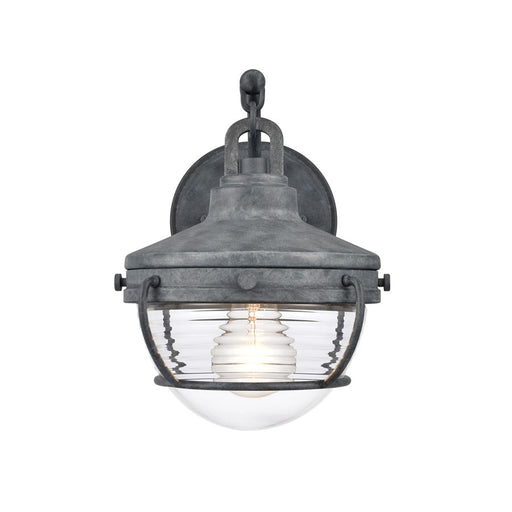 Atlas Lighting Eastport 10''H 1Lt Outdoor Sconce, Aged Zinc/Clear