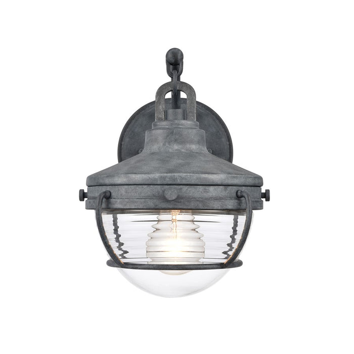 Atlas Lighting Eastport 10''H 1Lt Outdoor Sconce, Aged Zinc/Clear