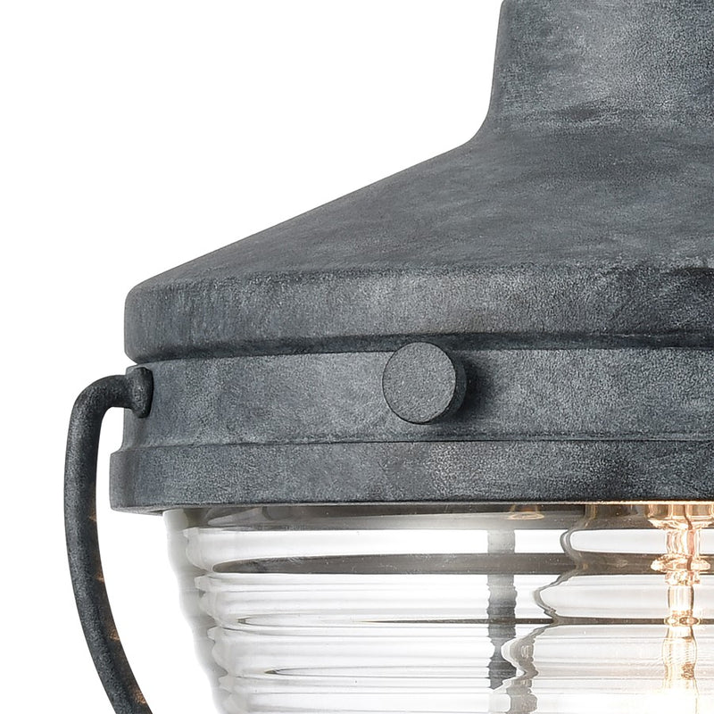 Atlas Lighting Eastport 10''H 1Lt Outdoor Sconce, Aged Zinc/Clear