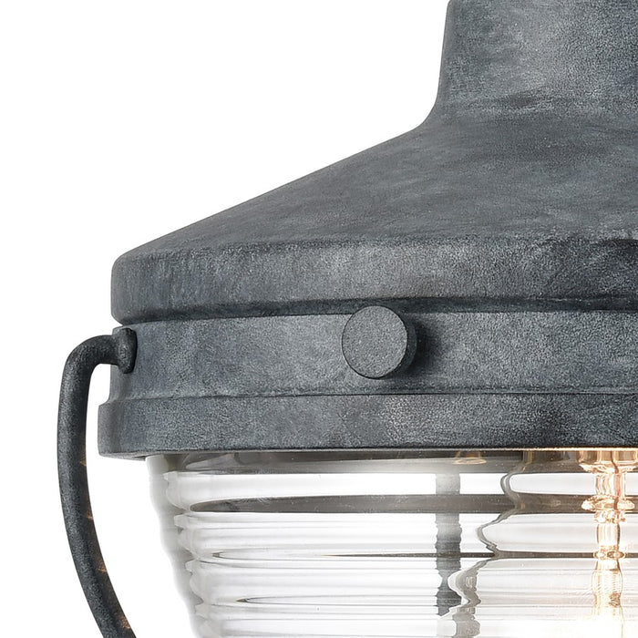 Atlas Lighting Eastport 10''H 1Lt Outdoor Sconce, Aged Zinc/Clear