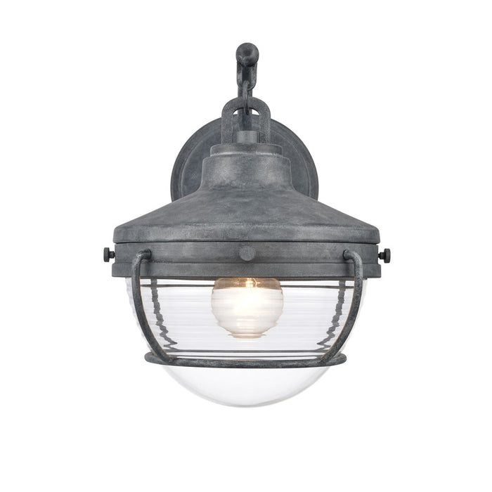 Atlas Lighting Eastport 12''H 1Lt Outdoor Sconce, Aged Zinc/Clear