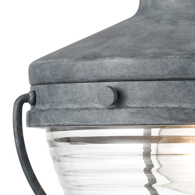 Atlas Lighting Eastport 12''H 1Lt Outdoor Sconce, Aged Zinc/Clear