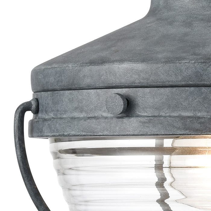 Atlas Lighting Eastport 12''H 1Lt Outdoor Sconce, Aged Zinc/Clear