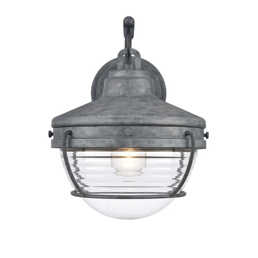 Atlas Lighting Eastport 14''H 1Lt Outdoor Sconce, Aged Zinc/Clear