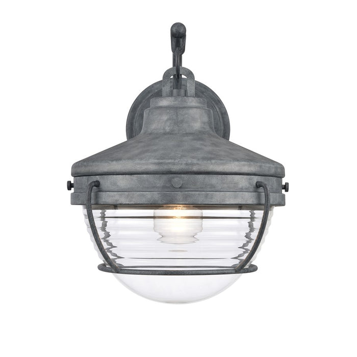 Atlas Lighting Eastport 14''H 1Lt Outdoor Sconce, Aged Zinc/Clear