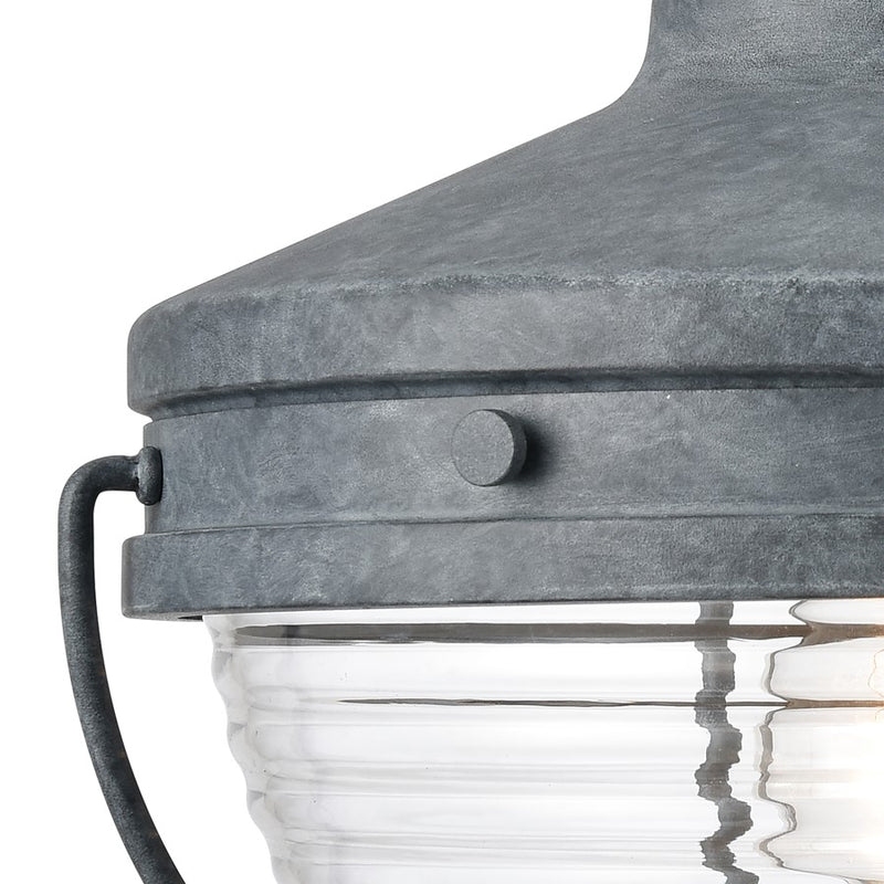 Atlas Lighting Eastport 14''H 1Lt Outdoor Sconce, Aged Zinc/Clear