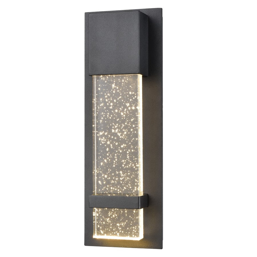 Atlas Lighting Emode 14''H 1Lt Outdoor Sconce, Matte Black/Clear