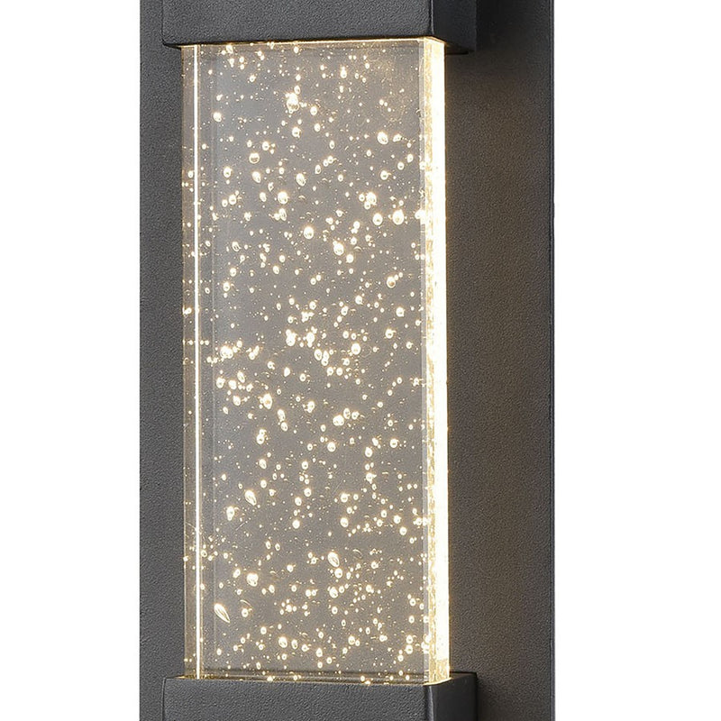 Atlas Lighting Emode 14in 1-Light Outdoor Sconce | Modern Matte Black and Clear Seeded Glass | Entryway & Covered Patio | Model OL11134-BK