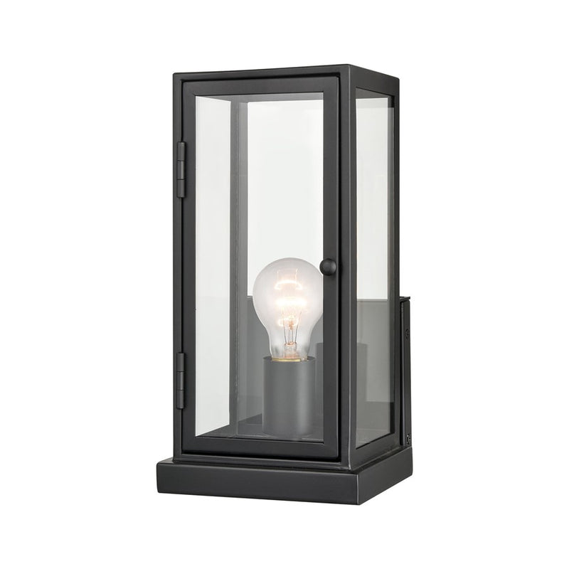 Atlas Lighting Foundation 12'' High 1Lt Outdoor Sconce, Black/Clear