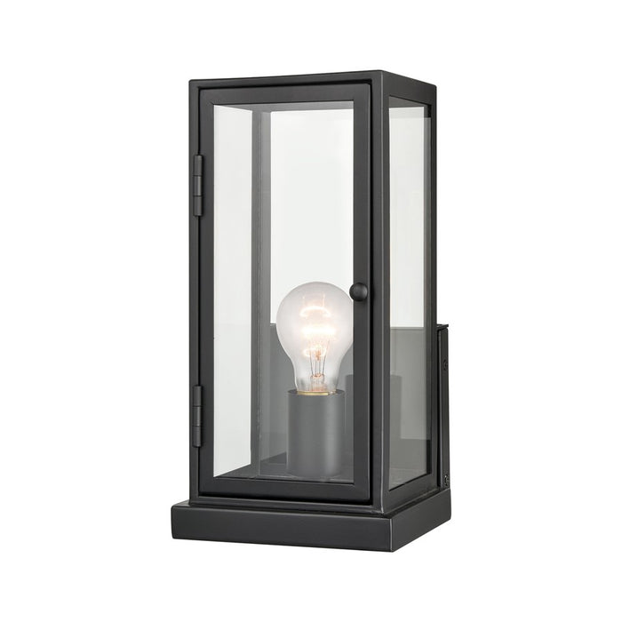 Atlas Lighting Foundation 12'' High 1Lt Outdoor Sconce, Black/Clear