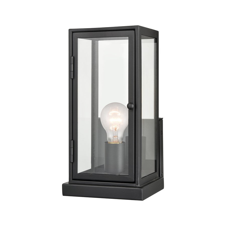 Atlas Lighting Foundation 12'' High 1Lt Outdoor Sconce, Black/Clear