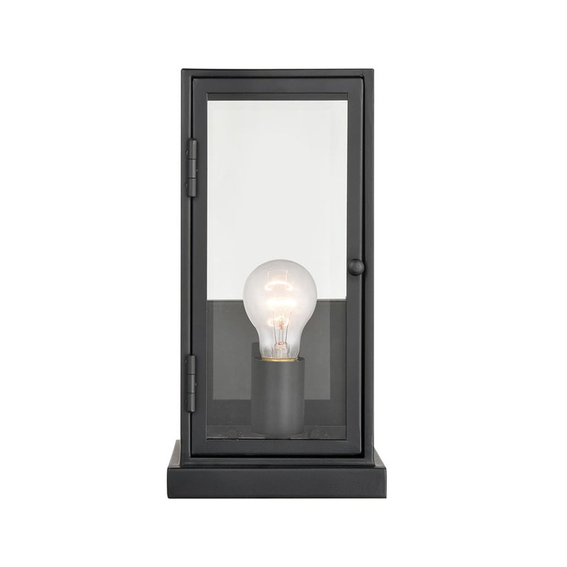 Atlas Lighting Foundation 6in 1-Light Outdoor Sconce | Transitional Matte Black Metal and Clear Glass | Entryway & Covered Patio | Model OL11139-BK