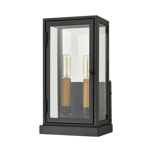 Atlas Lighting Foundation 13'' High 2Lt Outdoor Sconce, Black/Clear