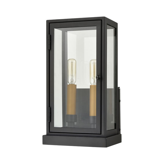 Atlas Lighting Foundation 13'' High 2Lt Outdoor Sconce, Black/Clear