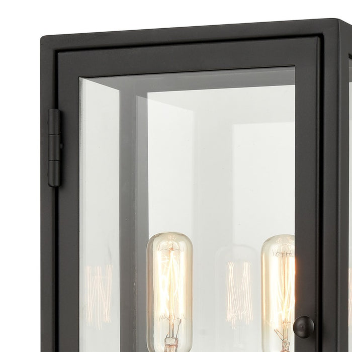Atlas Lighting Foundation 13'' High 2Lt Outdoor Sconce, Black/Clear