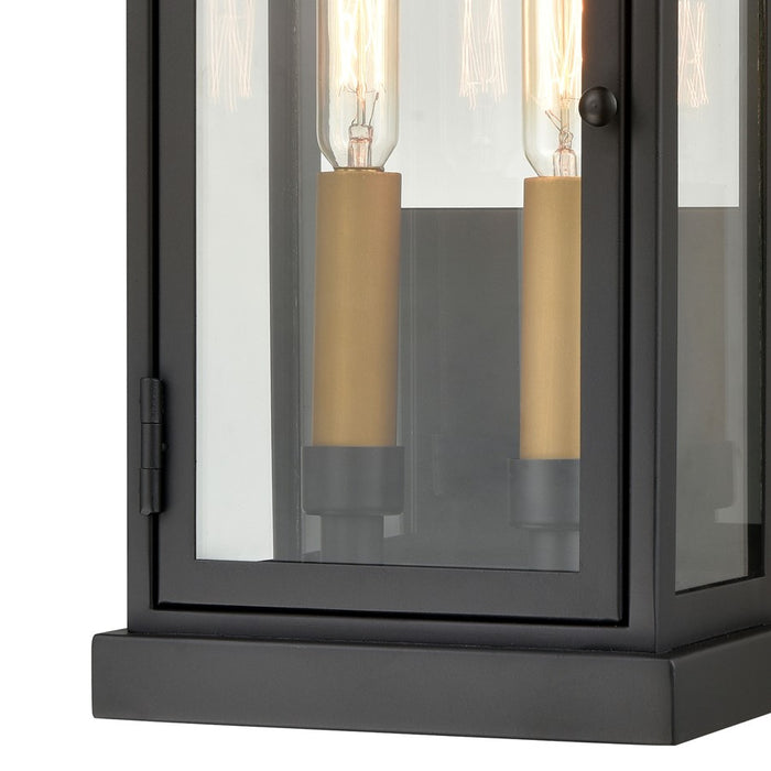 Atlas Lighting Foundation 13'' High 2Lt Outdoor Sconce, Black/Clear